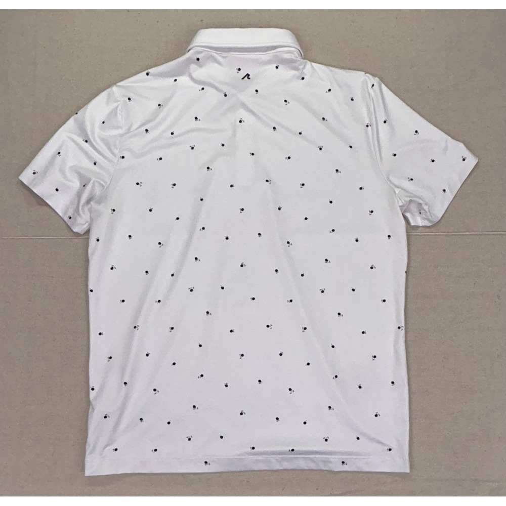 Redvanly‎ Mens Large Performance Golf Polo Shirt White Black Micro Print - Picture 6 of 7